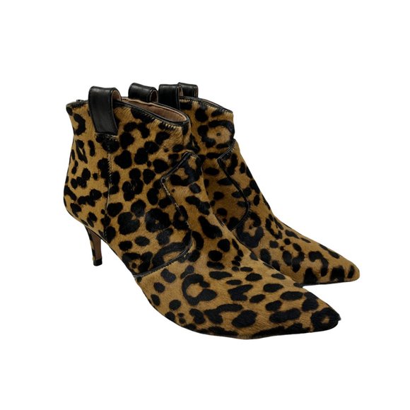 Veronica Beard Loretta Leopard Print Calf Hair Heeled Western Ankle Boots Sz 8 - Picture 2 of 14